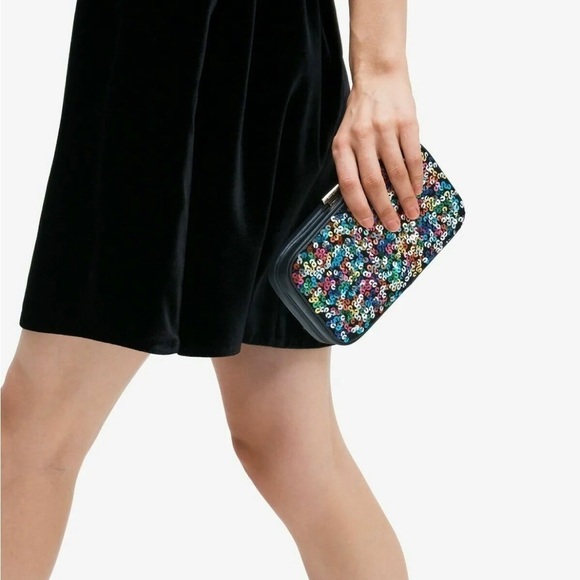 Kate Spade Tonight Sequins Embellished Leather Crossbody Clutch NWT $228 - Picture 3 of 11
